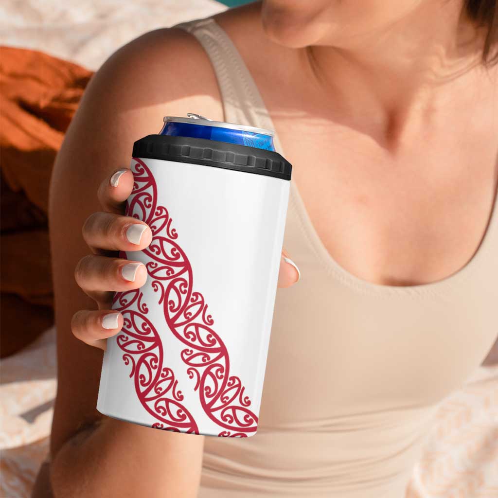 All White Maori Tribal Tattoo Personalised 4 in 1 Can Cooler Tumbler Classic Red Polynesian Style LT9 - Polynesian Pride