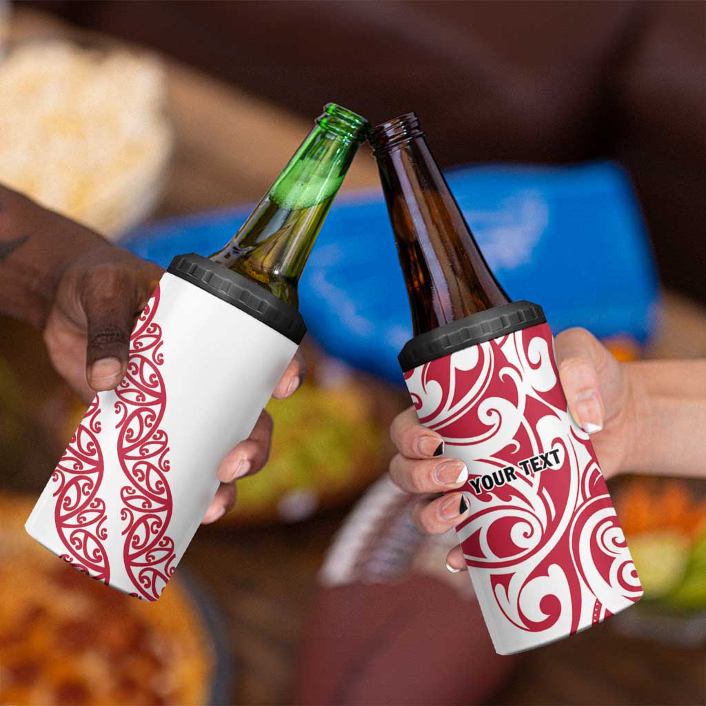 All White Maori Tribal Tattoo Personalised 4 in 1 Can Cooler Tumbler Classic Red Polynesian Style LT9 - Polynesian Pride