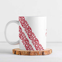 All White Maori Tribal Tattoo Personalised Ceramic Mug Classic Red Polynesian Style LT9 Red - Polynesian Pride