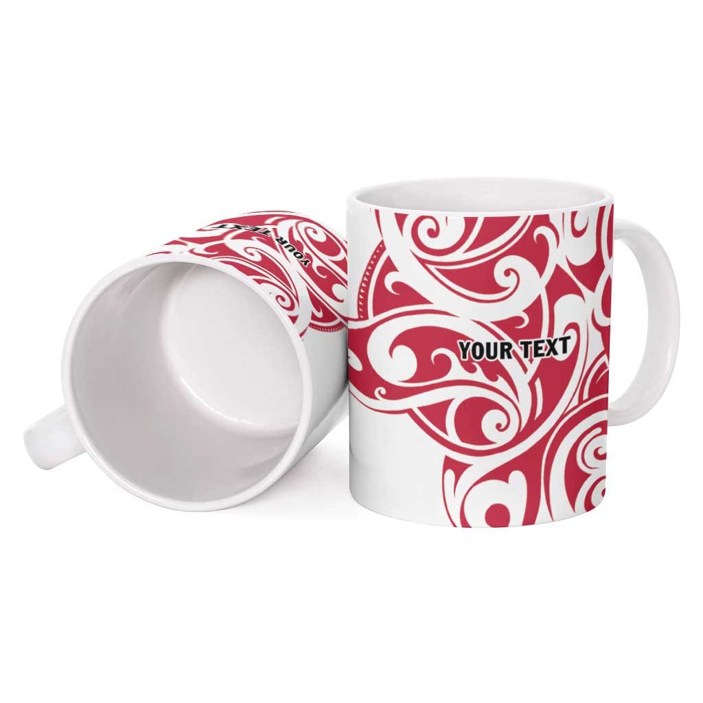 All White Maori Tribal Tattoo Personalised Ceramic Mug Classic Red Polynesian Style LT9 - Polynesian Pride