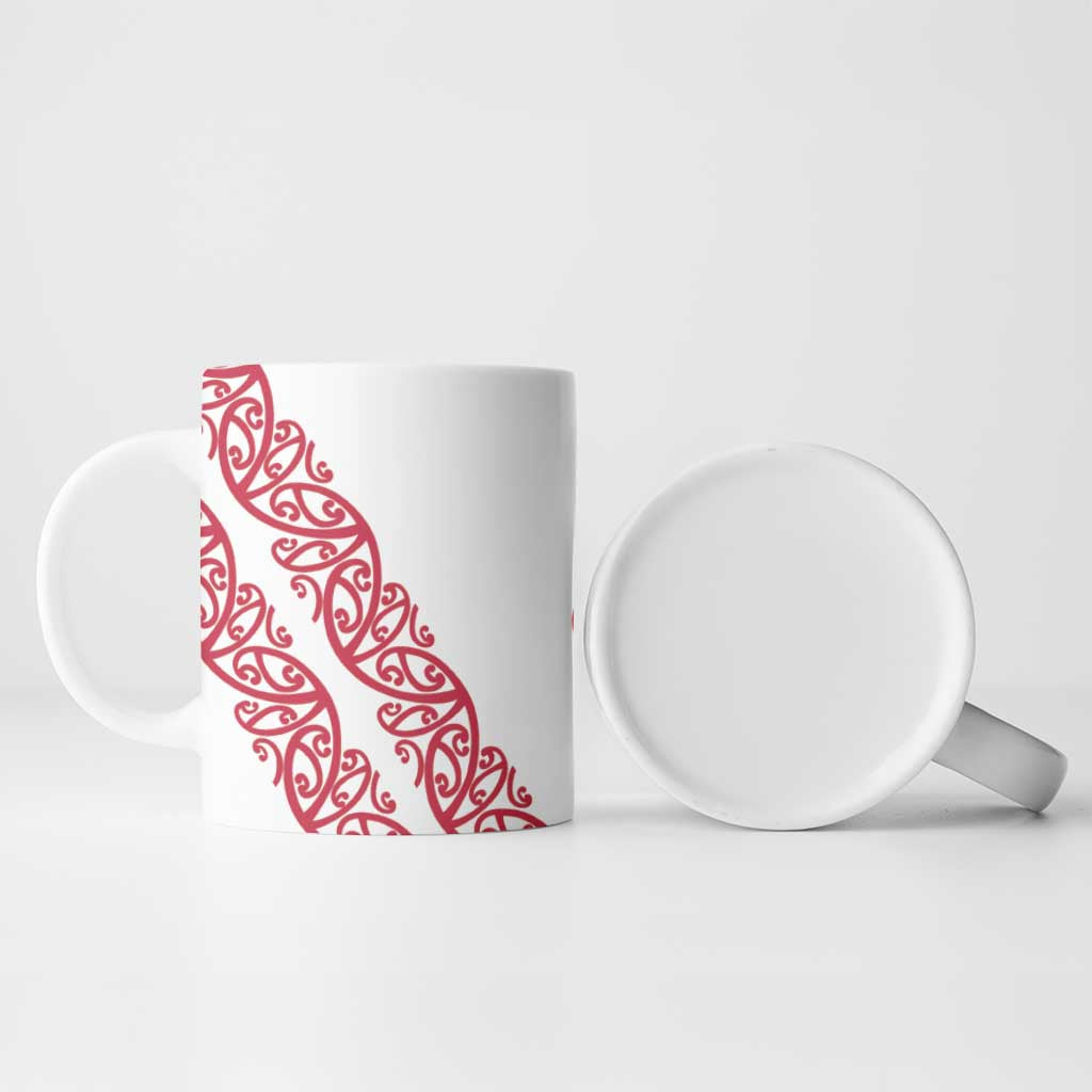 All White Maori Tribal Tattoo Personalised Ceramic Mug Classic Red Polynesian Style LT9 - Polynesian Pride