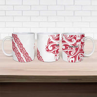 All White Maori Tribal Tattoo Personalised Ceramic Mug Classic Red Polynesian Style LT9 - Polynesian Pride