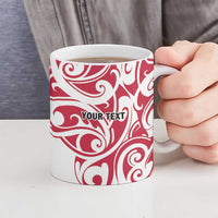All White Maori Tribal Tattoo Personalised Ceramic Mug Classic Red Polynesian Style LT9 - Polynesian Pride