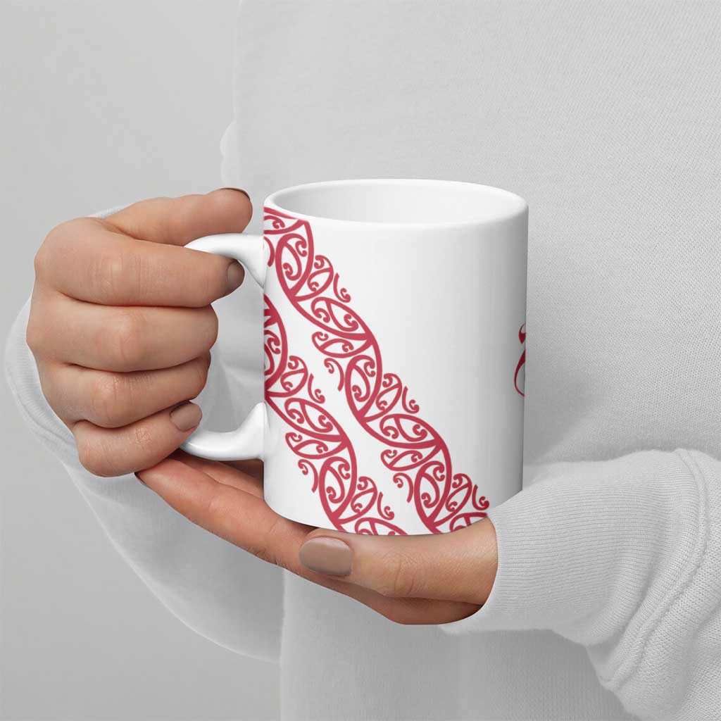 All White Maori Tribal Tattoo Personalised Ceramic Mug Classic Red Polynesian Style LT9 - Polynesian Pride