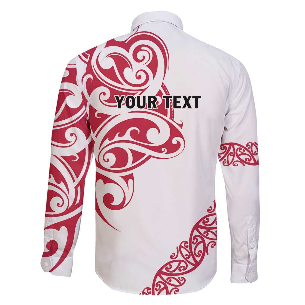 All White Maori Tribal Tattoo Personalised Family Matching Long Sleeve Bodycon Dress and Hawaiian Shirt Classic Red Polynesian Style LT9 - Polynesian Pride