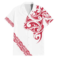 All White Maori Tribal Tattoo Personalised Family Matching Mermaid Dress and Hawaiian Shirt Classic Red Polynesian Style LT9 Dad's Shirt - Short Sleeve Red - Polynesian Pride