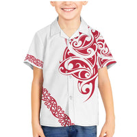 All White Maori Tribal Tattoo Personalised Family Matching Mermaid Dress and Hawaiian Shirt Classic Red Polynesian Style LT9 Son's Shirt Red - Polynesian Pride