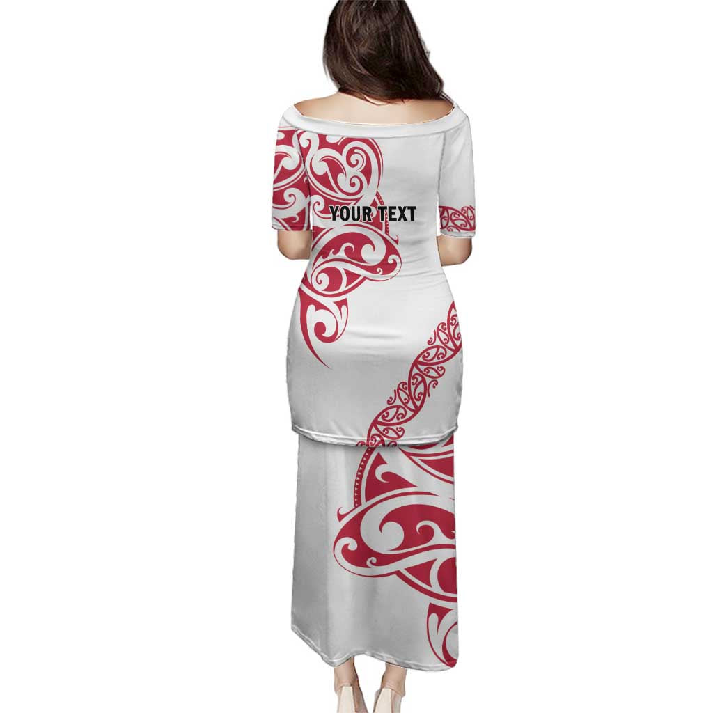 All White Maori Tribal Tattoo Personalised Family Matching Puletasi and Hawaiian Shirt Classic Red Polynesian Style LT9 - Polynesian Pride