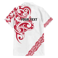 All White Maori Tribal Tattoo Personalised Family Matching Short Sleeve Bodycon Dress and Hawaiian Shirt Classic Red Polynesian Style LT9 - Polynesian Pride