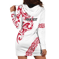 All White Maori Tribal Tattoo Personalised Hoodie Dress Classic Red Polynesian Style LT9 - Polynesian Pride