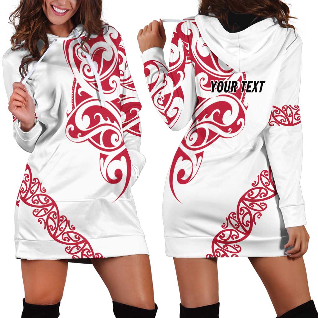 All White Maori Tribal Tattoo Personalised Hoodie Dress Classic Red Polynesian Style LT9 - Polynesian Pride