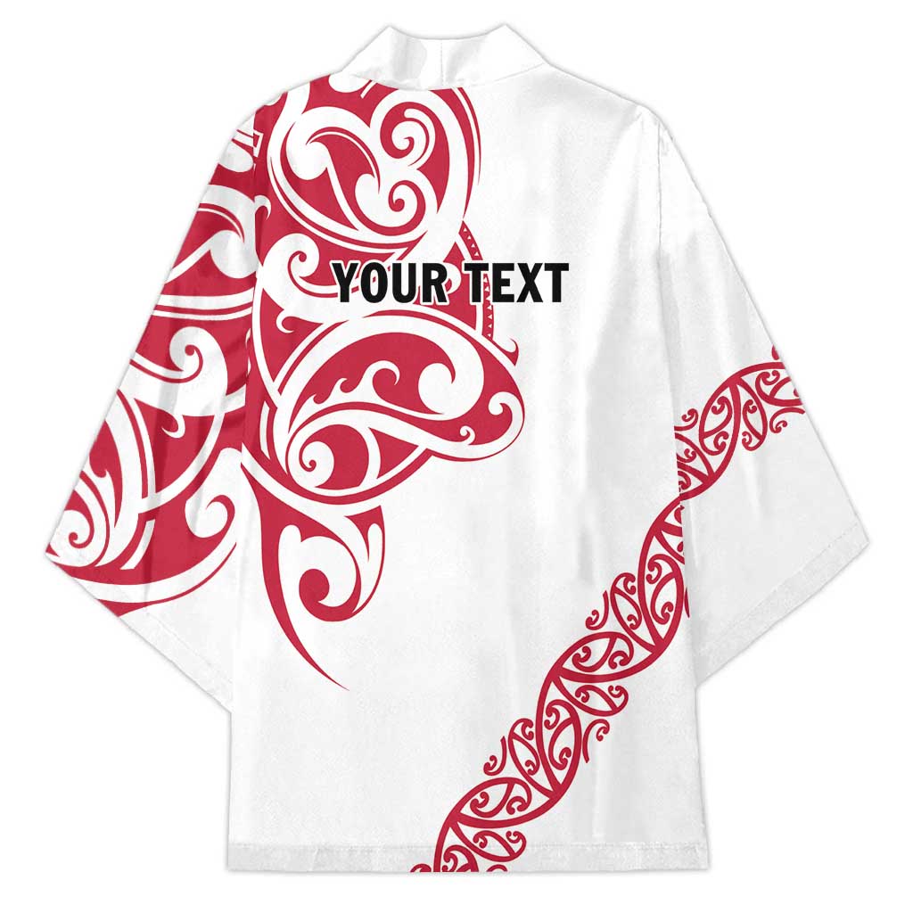 All White Maori Tribal Tattoo Personalised Kimono Classic Red Polynesian Style - Polynesian Pride