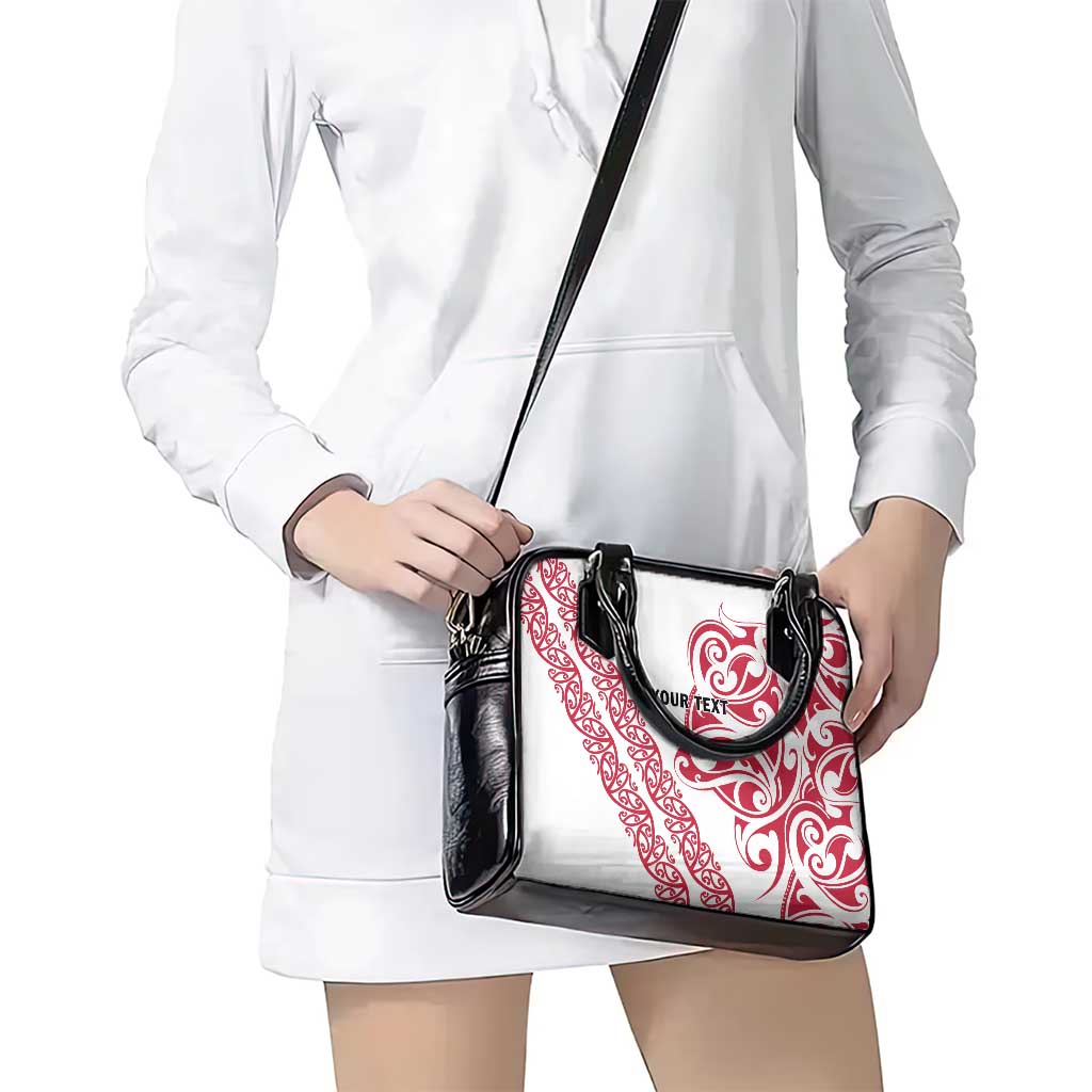 All White Maori Tribal Tattoo Personalised Shoulder Handbag Classic Red Polynesian Style - Polynesian Pride