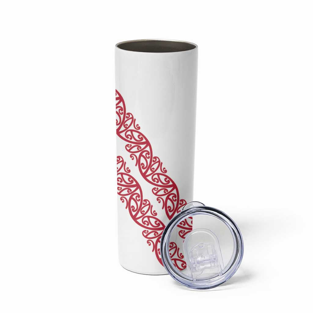 All White Maori Tribal Tattoo Personalised Skinny Tumbler Classic Red Polynesian Style LT9 - Polynesian Pride