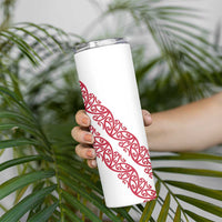 All White Maori Tribal Tattoo Personalised Skinny Tumbler Classic Red Polynesian Style LT9 - Polynesian Pride