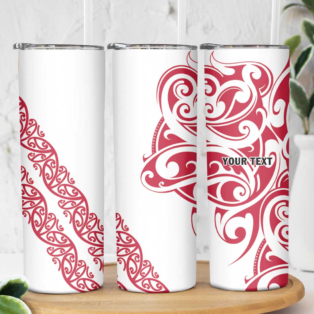 All White Maori Tribal Tattoo Personalised Skinny Tumbler Classic Red Polynesian Style LT9 - Polynesian Pride