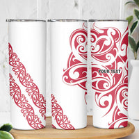 All White Maori Tribal Tattoo Personalised Skinny Tumbler Classic Red Polynesian Style LT9 - Polynesian Pride