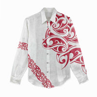 All White Maori Tribal Tattoo Personalised Women Casual Shirt Classic Red Polynesian Style LT9 - Polynesian Pride