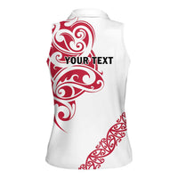 All White Maori Tribal Tattoo Personalised Women Sleeveless Polo Shirt Classic Red Polynesian Style LT9 - Polynesian Pride