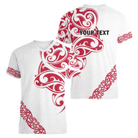 All White Maori Tribal Tattoo Personalised Women V-Neck T-Shirt Classic Red Polynesian Style LT9 - Polynesian Pride