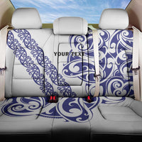 All White Maori Tribal Tattoo Personalised Back Car Seat Cover Dark Blue Polynesian Style - Polynesian Pride