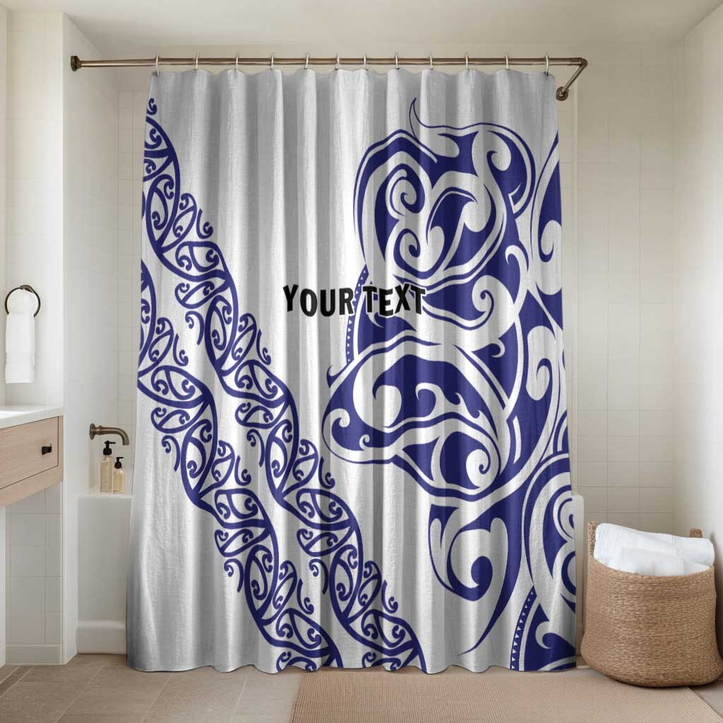 All White Maori Tribal Tattoo Personalised Bathroom Set Dark Blue Polynesian Style - Polynesian Pride