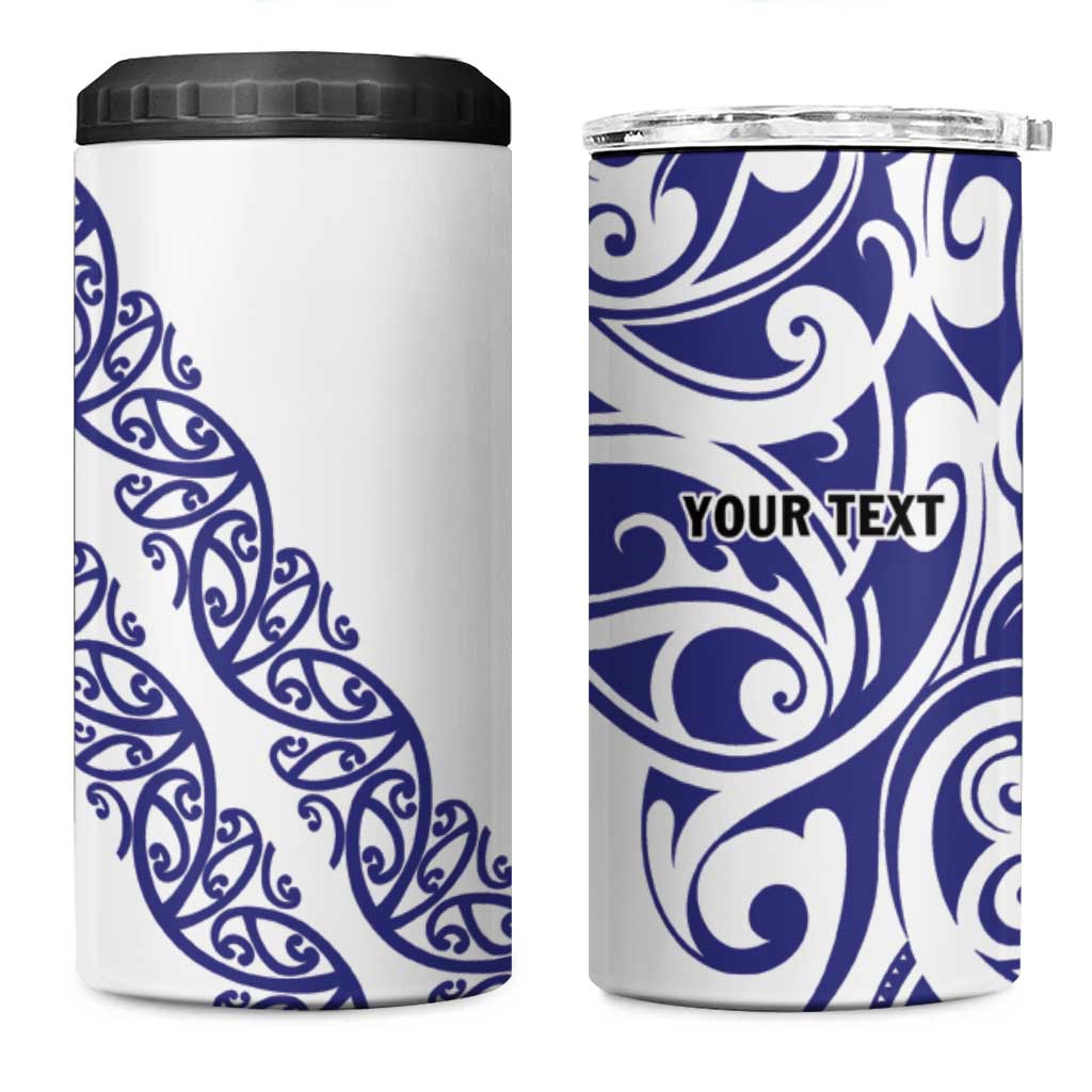All White Maori Tribal Tattoo Personalised 4 in 1 Can Cooler Tumbler Dark Blue Polynesian Style LT9 One Size: 16 oz Blue - Polynesian Pride