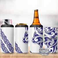 All White Maori Tribal Tattoo Personalised 4 in 1 Can Cooler Tumbler Dark Blue Polynesian Style LT9 - Polynesian Pride