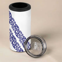 All White Maori Tribal Tattoo Personalised 4 in 1 Can Cooler Tumbler Dark Blue Polynesian Style LT9 - Polynesian Pride