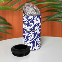 All White Maori Tribal Tattoo Personalised 4 in 1 Can Cooler Tumbler Dark Blue Polynesian Style LT9 - Polynesian Pride