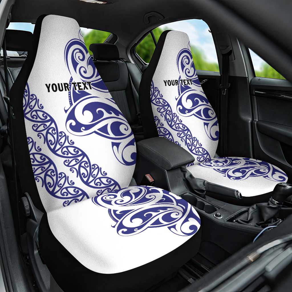 All White Maori Tribal Tattoo Personalised Car Seat Cover Dark Blue Polynesian Style - Polynesian Pride
