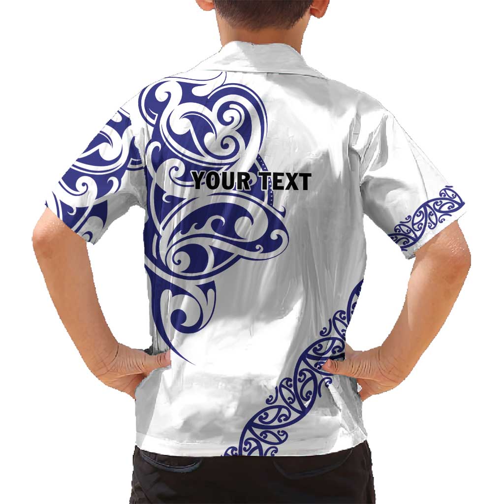 All White Maori Tribal Tattoo Personalised Family Matching Off Shoulder Maxi Dress and Hawaiian Shirt Dark Blue Polynesian Style LT9 - Polynesian Pride