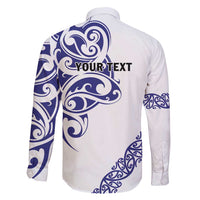 All White Maori Tribal Tattoo Personalised Family Matching Off Shoulder Maxi Dress and Hawaiian Shirt Dark Blue Polynesian Style LT9 - Polynesian Pride