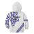 All White Maori Tribal Tattoo Personalised Kid Hoodie Dark Blue Polynesian Style - Polynesian Pride