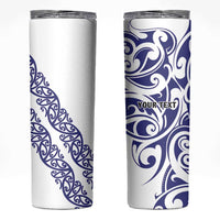 All White Maori Tribal Tattoo Personalised Skinny Tumbler Dark Blue Polynesian Style LT9 Blue - Polynesian Pride