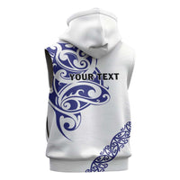 All White Maori Tribal Tattoo Personalised Sleeveless Zip Hoodie Dark Blue Polynesian Style LT9