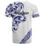 All White Maori Tribal Tattoo Personalised T Shirt Dark Blue Polynesian Style - Polynesian Pride