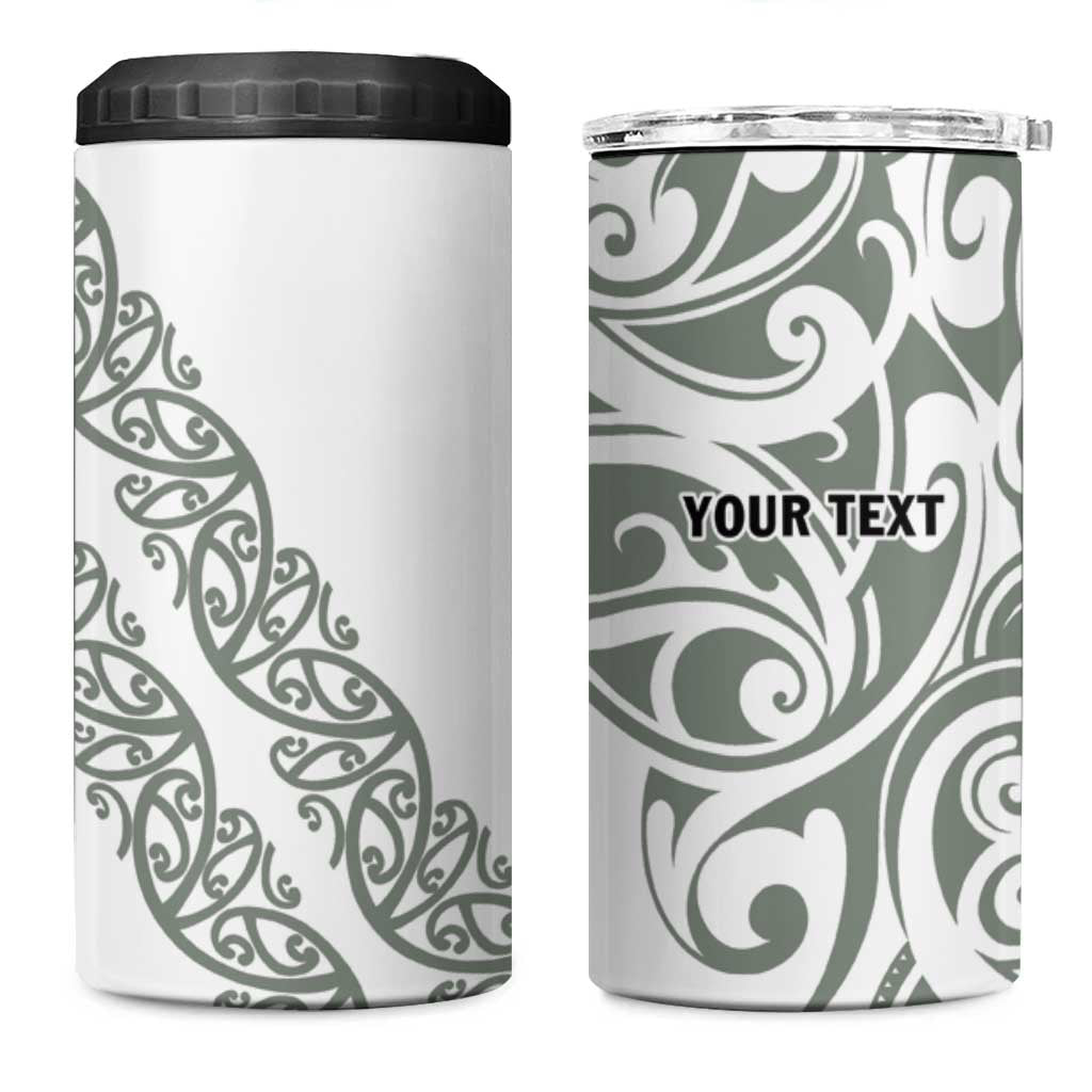 All White Maori Tribal Tattoo Personalised 4 in 1 Can Cooler Tumbler Moss Green Polynesian Style LT9 One Size: 16 oz Green - Polynesian Pride