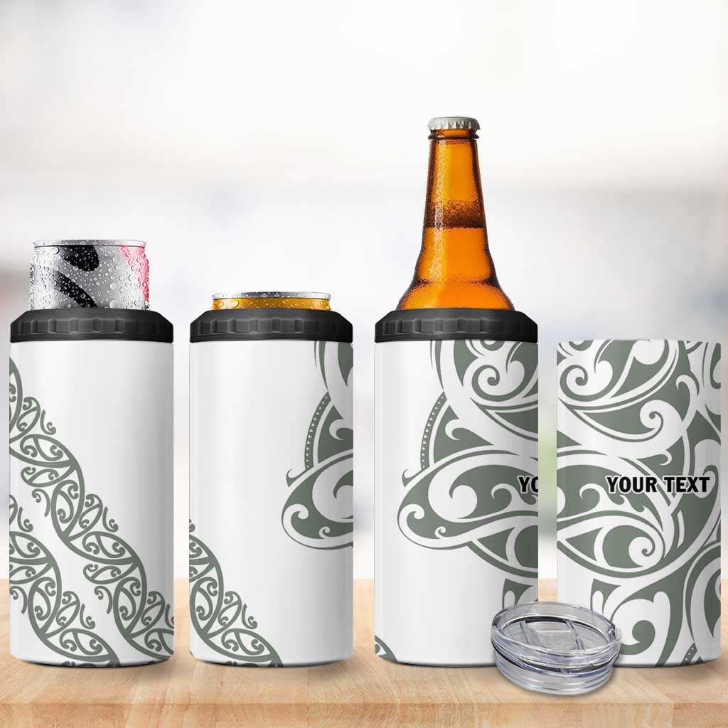 All White Maori Tribal Tattoo Personalised 4 in 1 Can Cooler Tumbler Moss Green Polynesian Style LT9 - Polynesian Pride