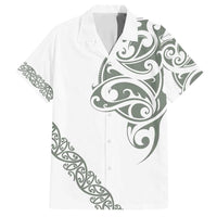 All White Maori Tribal Tattoo Personalised Family Matching Tank Maxi Dress and Hawaiian Shirt Moss Green Polynesian Style LT9 Dad's Shirt - Short Sleeve Green - Polynesian Pride