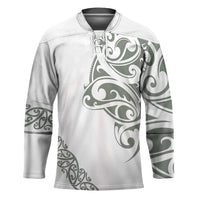 All White Maori Tribal Tattoo Personalised Hockey Jersey Moss Green Polynesian Style - Polynesian Pride