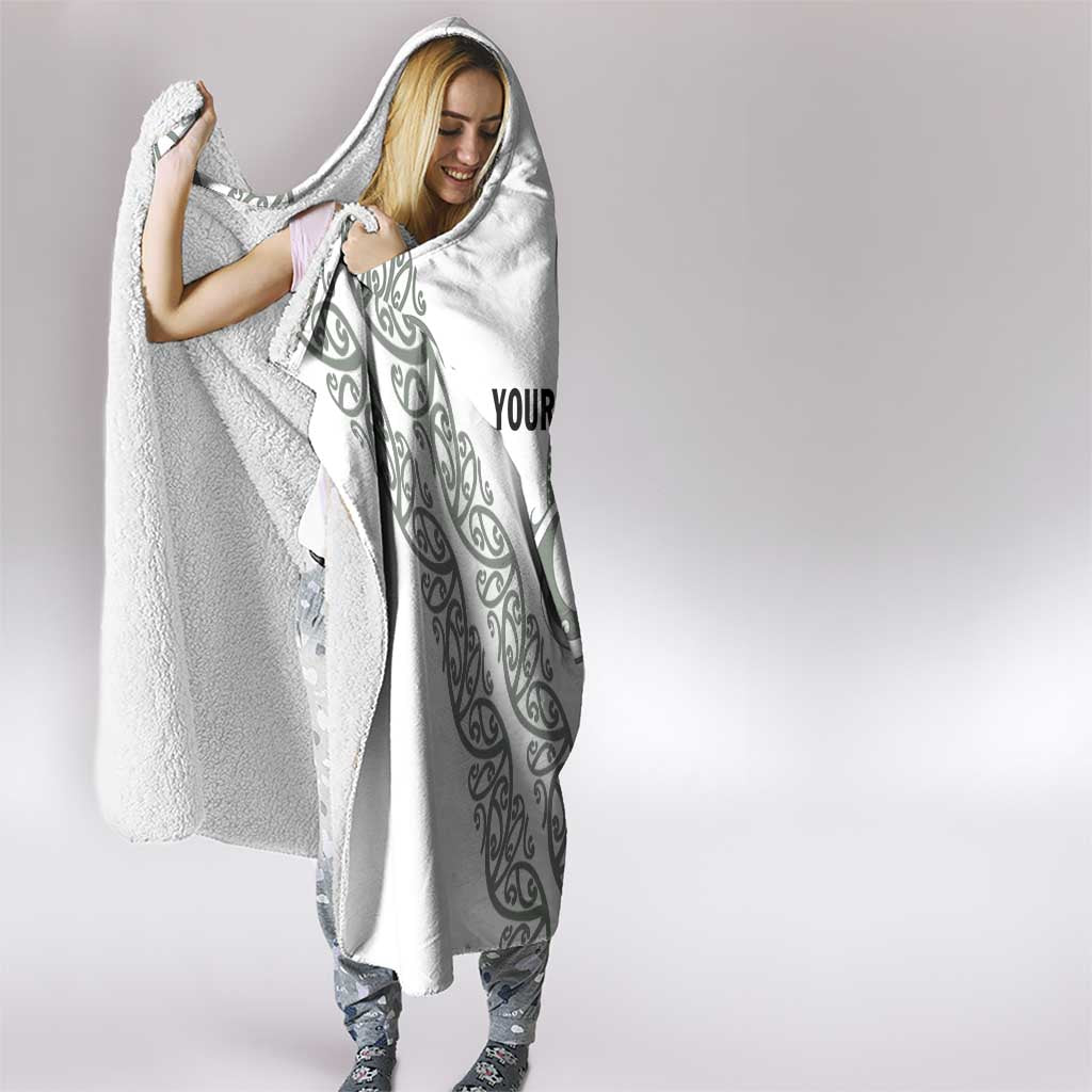 All White Maori Tribal Tattoo Personalised Hooded Blanket Moss Green Polynesian Style - Polynesian Pride