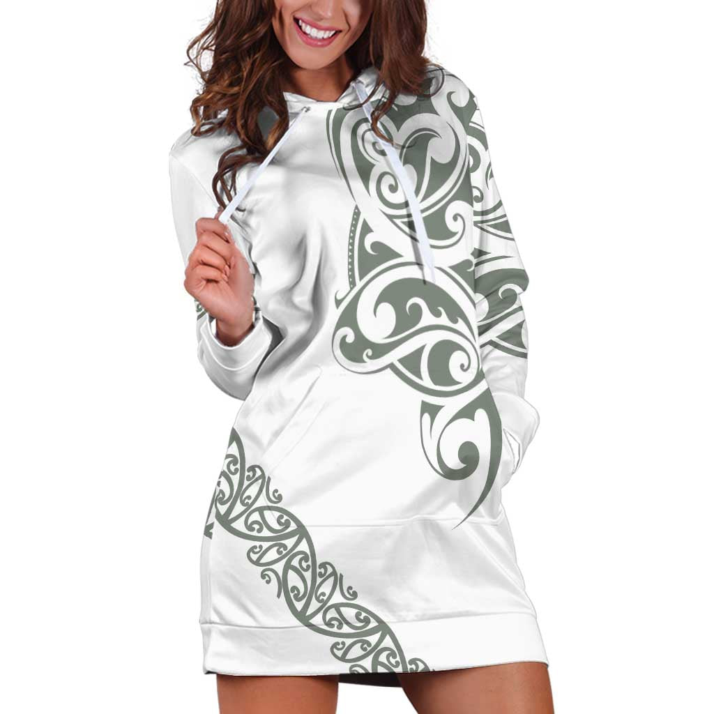 All White Maori Tribal Tattoo Personalised Hoodie Dress Moss Green Polynesian Style LT9 Green - Polynesian Pride