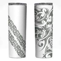 All White Maori Tribal Tattoo Personalised Skinny Tumbler Moss Green Polynesian Style LT9 Green - Polynesian Pride