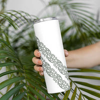 All White Maori Tribal Tattoo Personalised Skinny Tumbler Moss Green Polynesian Style LT9 - Polynesian Pride