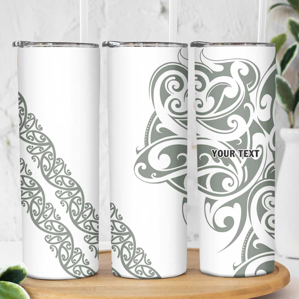 All White Maori Tribal Tattoo Personalised Skinny Tumbler Moss Green Polynesian Style LT9 - Polynesian Pride