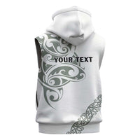 All White Maori Tribal Tattoo Personalised Sleeveless Zip Hoodie Moss Green Polynesian Style LT9