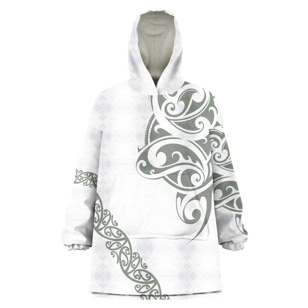 All White Maori Tribal Tattoo Personalised Wearable Blanket Hoodie Moss Green Polynesian Style LT9 One Size Green - Polynesian Pride