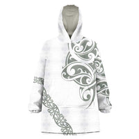 All White Maori Tribal Tattoo Personalised Wearable Blanket Hoodie Moss Green Polynesian Style LT9 One Size Green - Polynesian Pride
