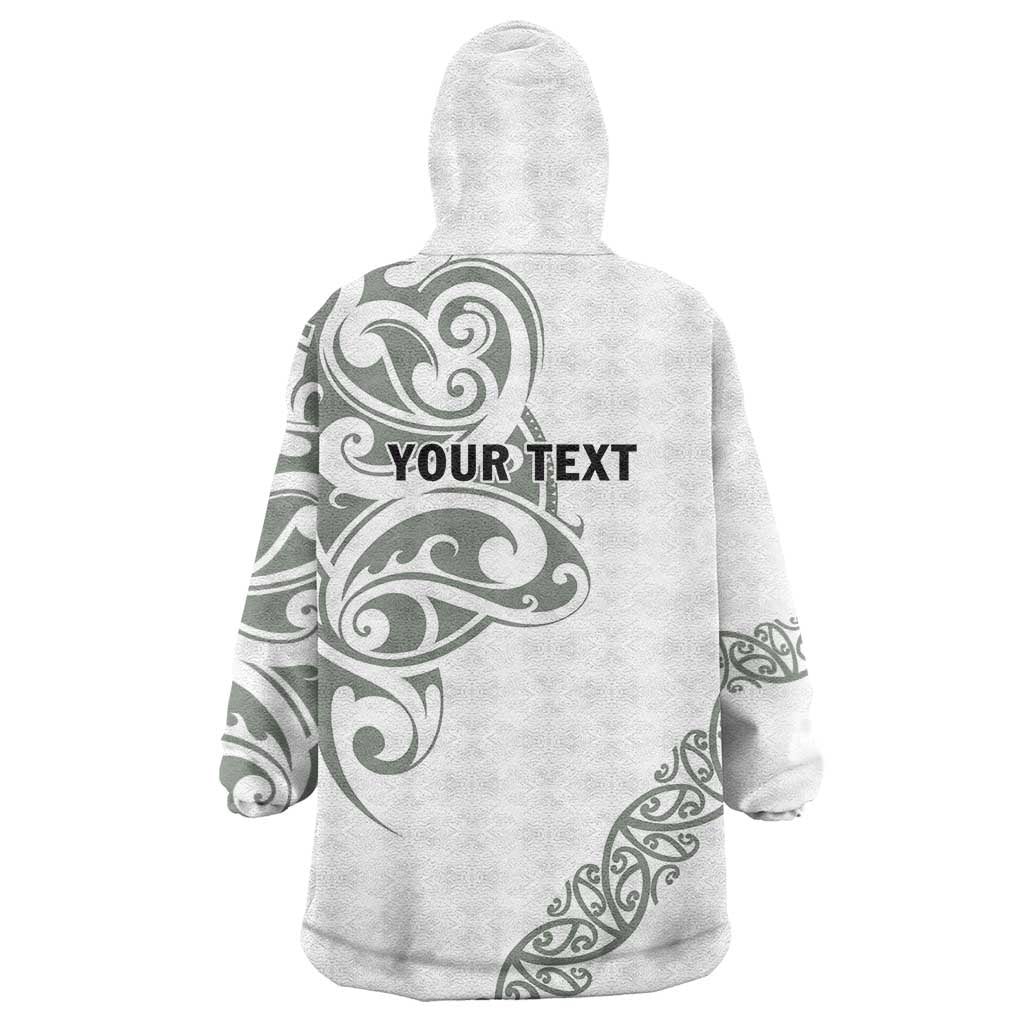 All White Maori Tribal Tattoo Personalised Wearable Blanket Hoodie Moss Green Polynesian Style LT9 - Polynesian Pride